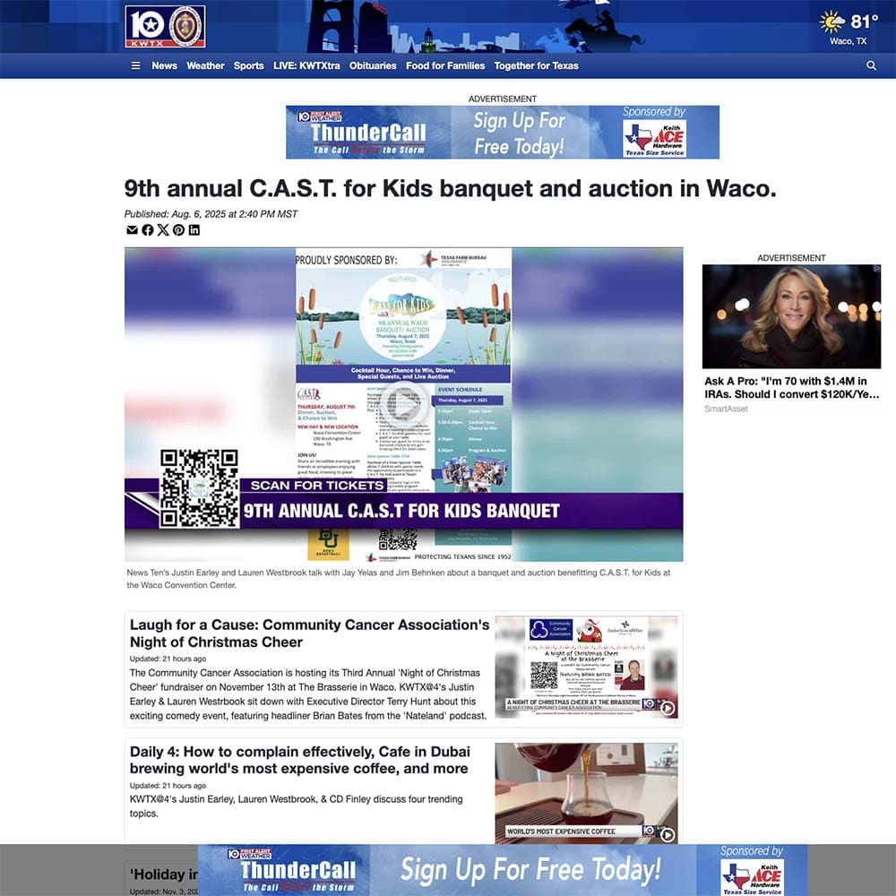 9th annual C.A.S.T. for Kids banquet and auction in Waco