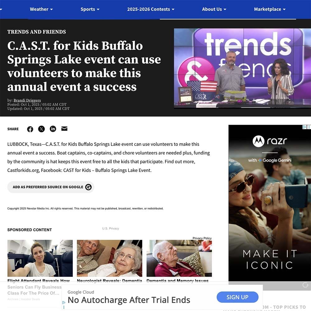 C.A.S.T. for Kids Buffalo Springs Lake event can use volunteers to make this annual event a success