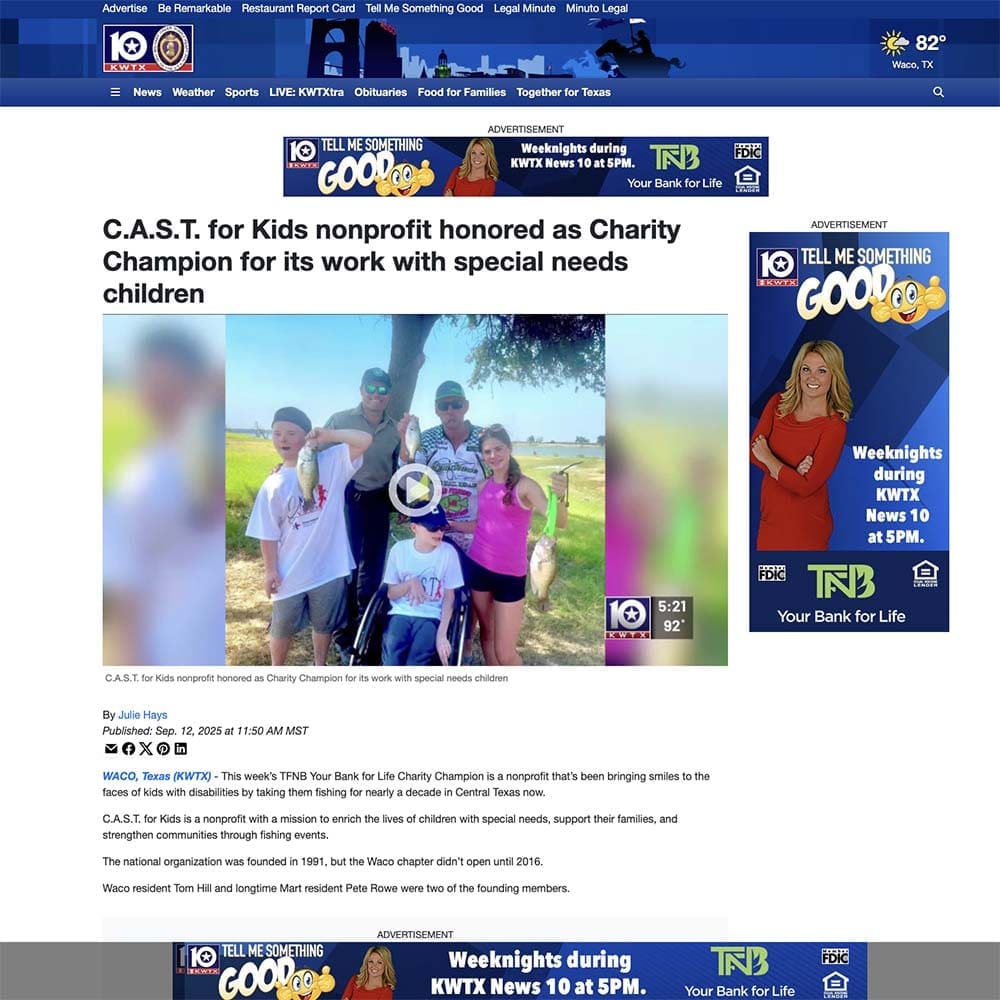 C.A.S.T. for Kids nonprofit honored as Charity Champion for its work with special needs children