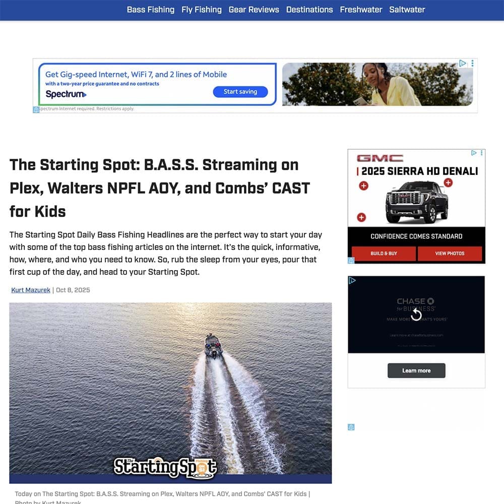 The Starting Spot: B.A.S.S. Streaming on Plex, Walters NPFL AOY, and Combs’ CAST for Kids