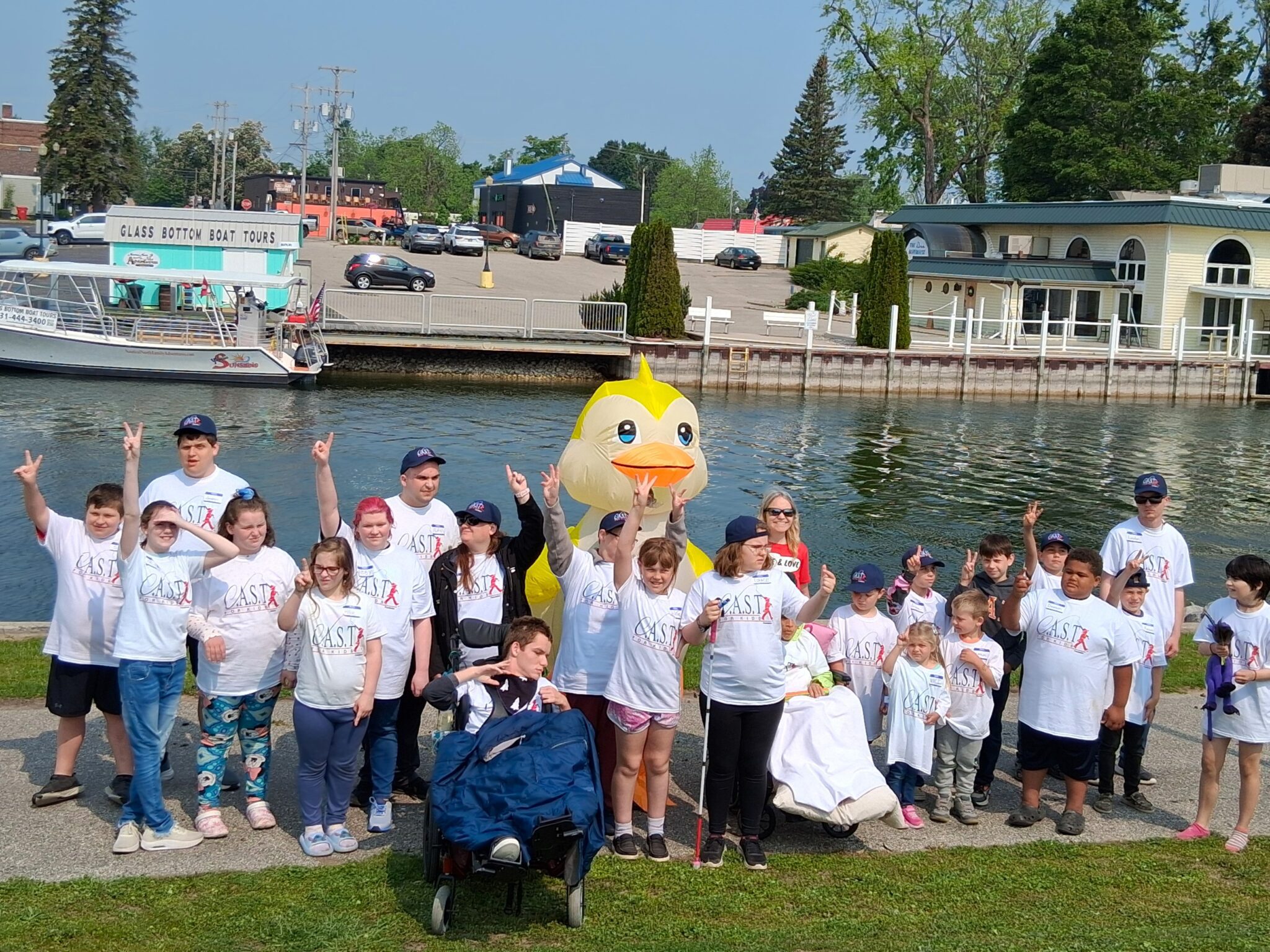 group photo at Cheboygan wearing white shirts