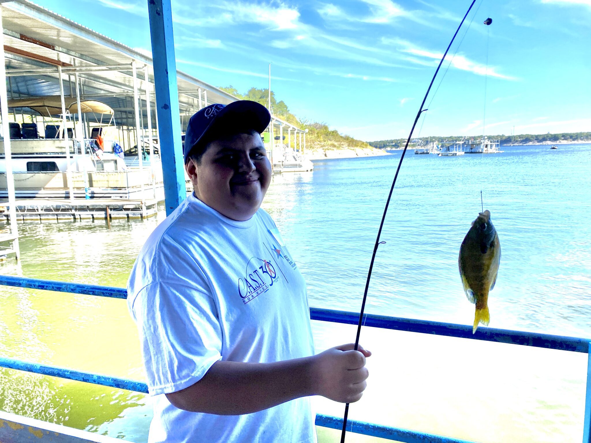 Belton2 participant showing fish at Belton Lake