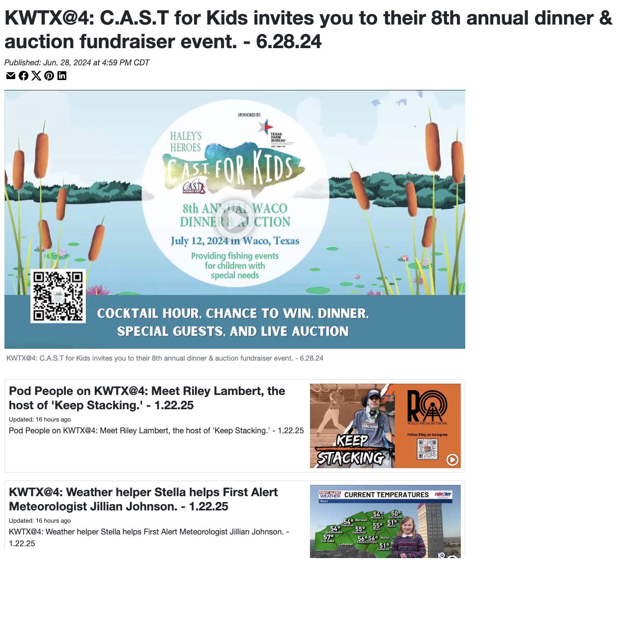 Screenshot Cast for Kids hosts a fishing event for kids with special needs in Holly