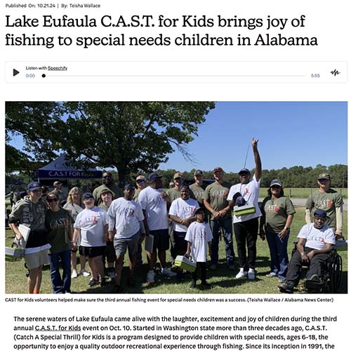 Lake Eufaula C.A.S.T. for Kids brings joy of fishing to special needs children in Alabama