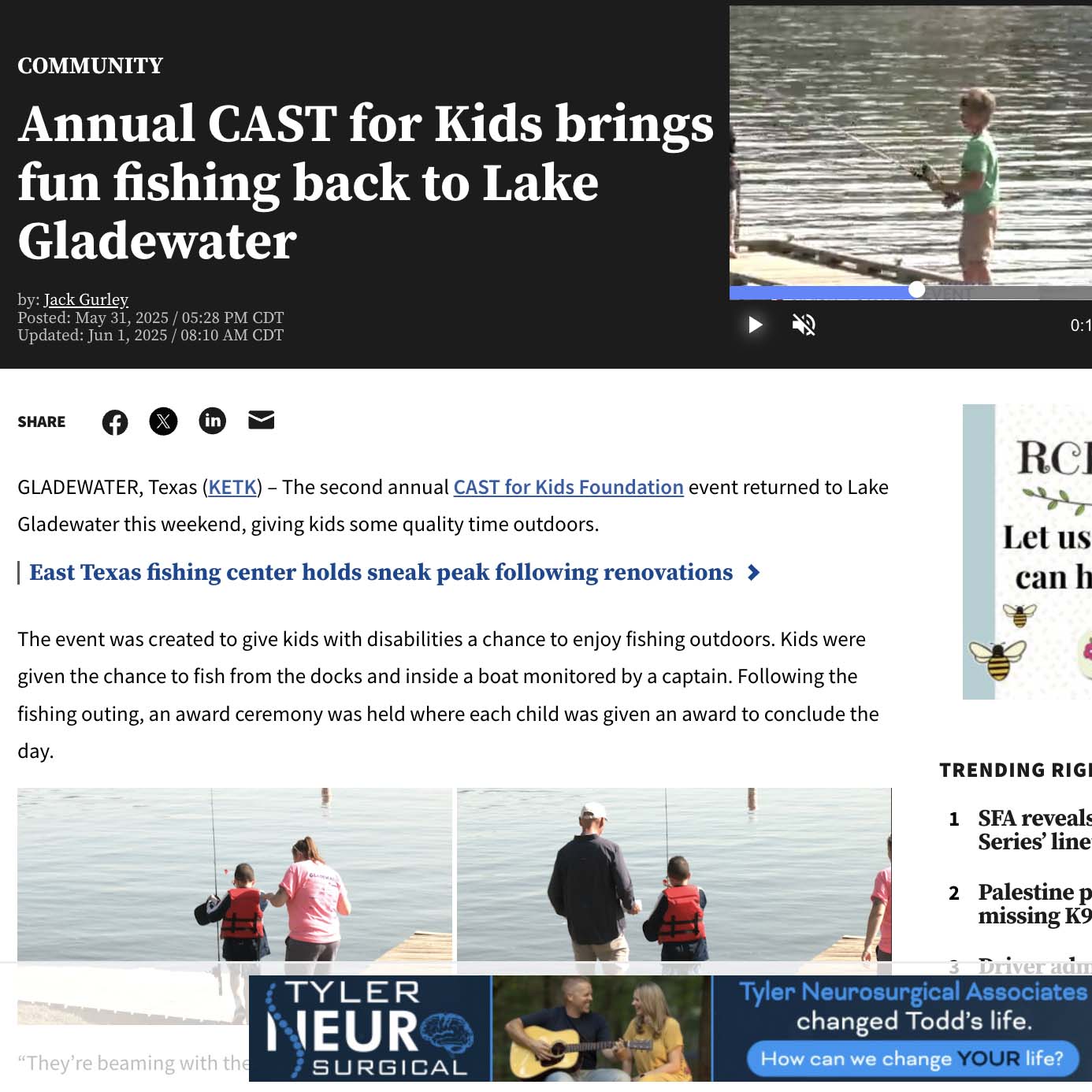 Annual CAST for Kids brings fun fishing back to Lake Gladewater Annual CAST for Kids brings fun fishing back to Lake Gladewater