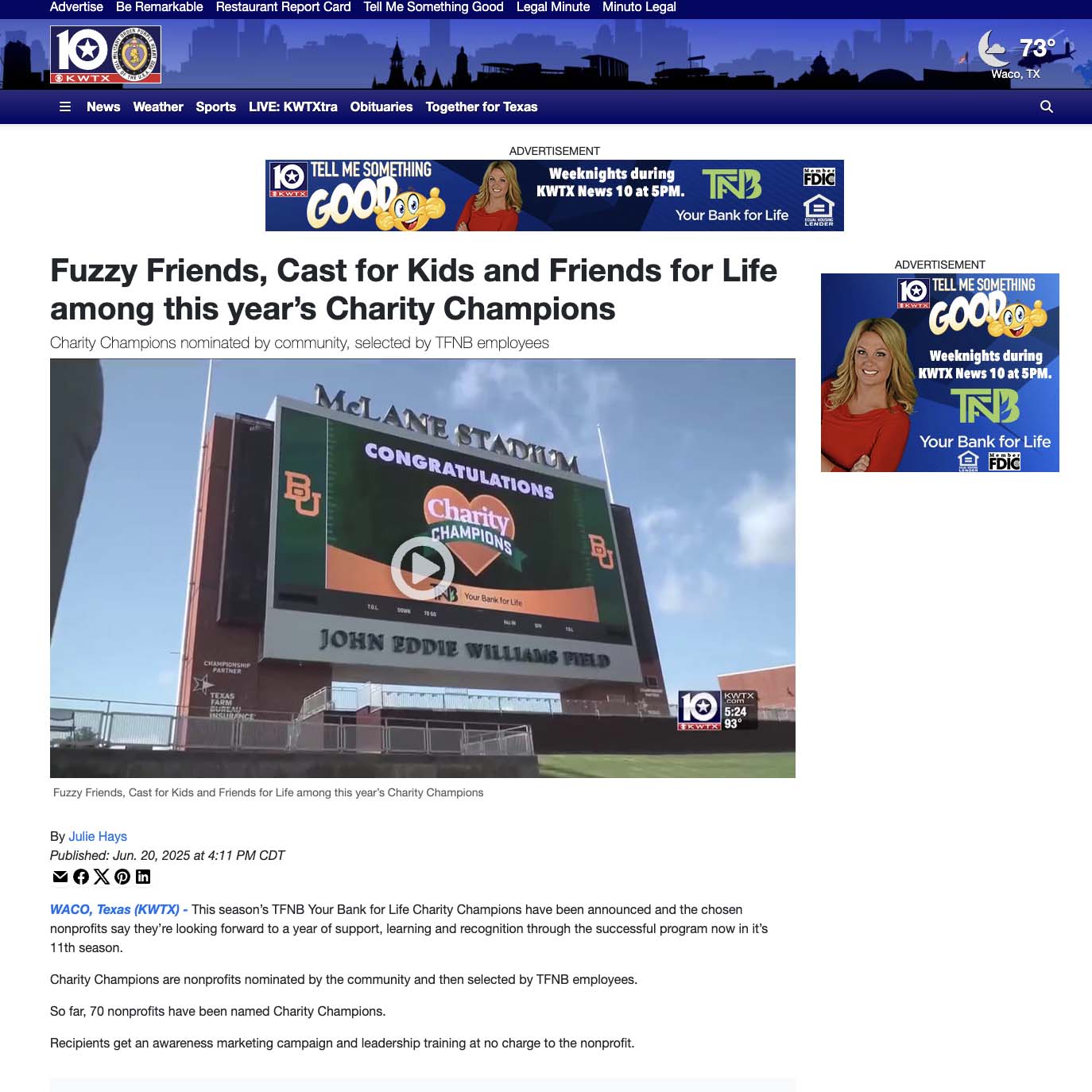 Fuzzy Friends, Cast for Kids and Friends for Life among this year’s Charity Champions Fuzzy Friends, Cast for Kids and Friends for Life among this year’s Charity Champions